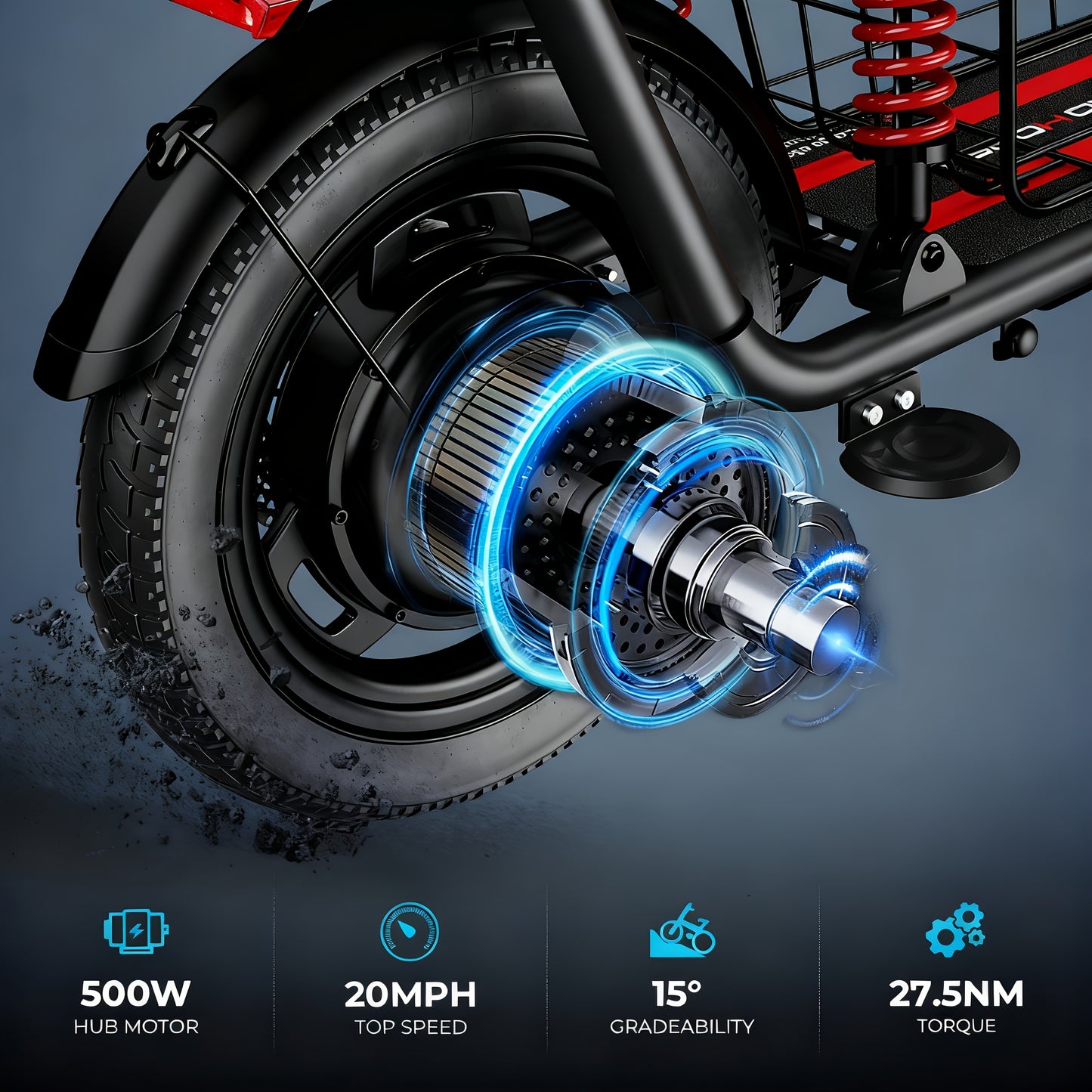 2-Seater Electric Scooter | 500W High-Speed Motor, 20MPH Top Speed, 25-Mile Range, 330LBS Load Capacity, Dual Suspension, LCD Display, 3-Speed Modes, Folding Design, Includes Free Basket, Adjustable Handlebar Height, Carbon S