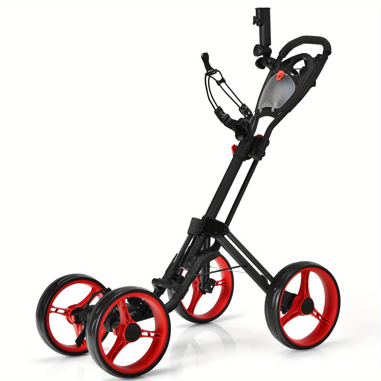 SAFSTAR Folding 4 Wheel Golf Push Cart | Stainless Steel with Brake and Scoreboard, Adjustable Handle
