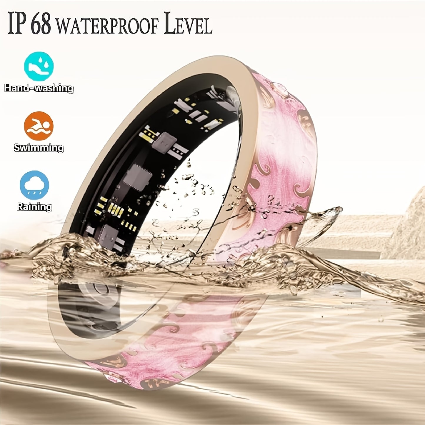 Smart Ring for Women - Fitness Ring with Step, Distance, Calorie, Menstrual Cycle, IP68 Health Rings for Women, Smart Rings for iOS/Android, Gift for Mom/Girlfriend