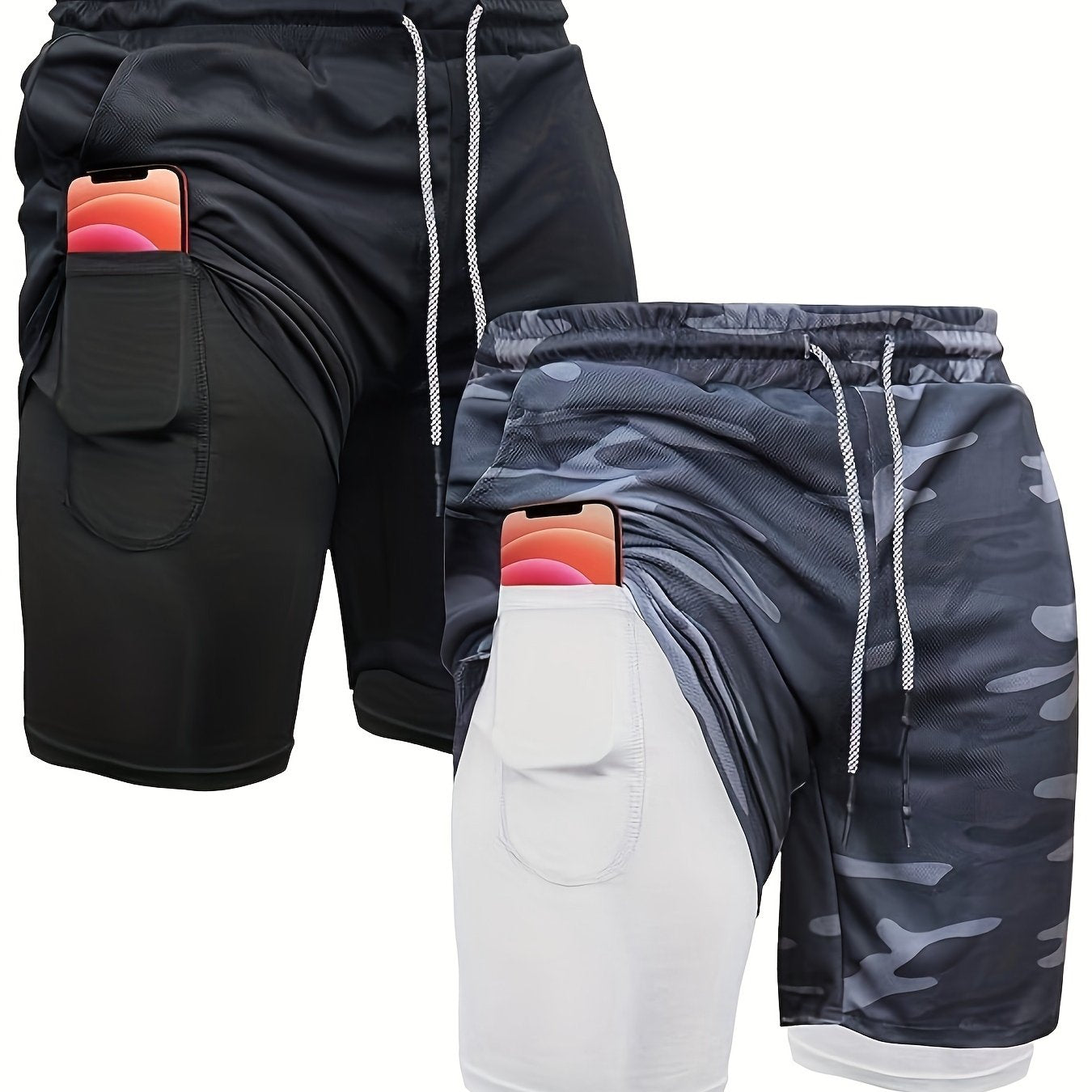 OEBLD Men's 2-in-1 Running Shorts Lightweight Polyester