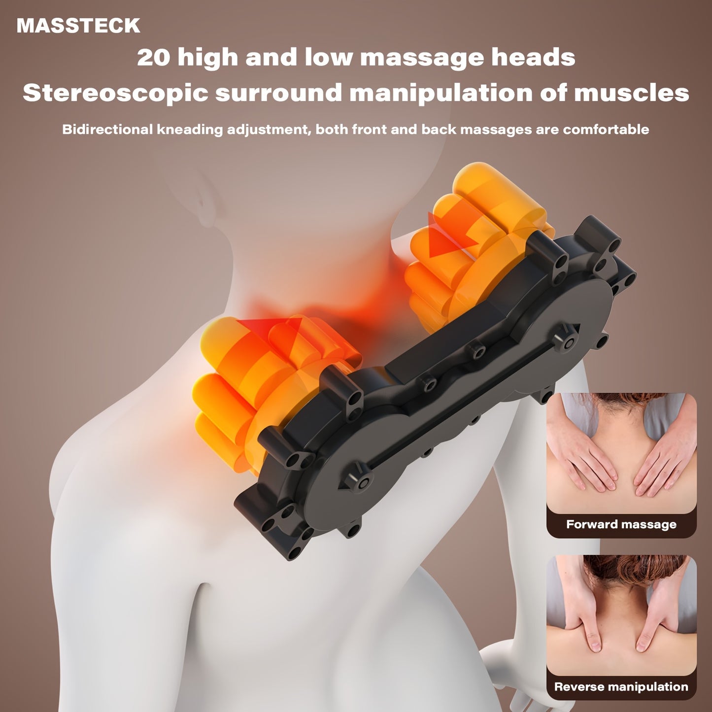 MASSTECK Massage Mat With Shiatsu Neck Massager And Back Heating