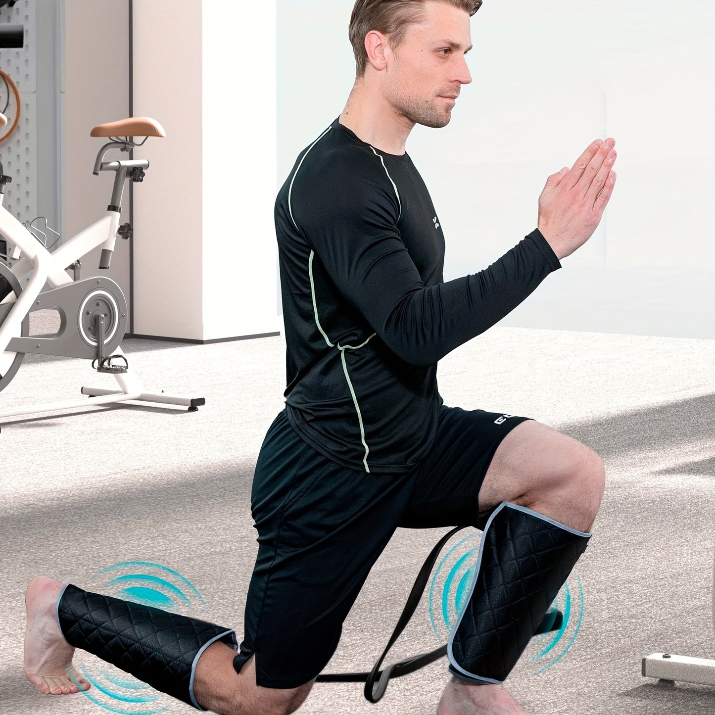 ALLJOY Leg Massager Designed to Enhance Circulation, Featuring Air Compression for The Calves with Six Different Modes, Two Heating Settings, And Three Vibration Options. It Includes Adjustable Wraps And an Automatic Shut-Off