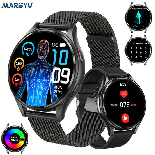 New Smart Watch for Women Men, 1.43'' AMOLED Screen, BT5.3 Call, 260mAh Battery, 130+ Sport Modes, Motion Tracking, SOS Emergency Call, AI Intelligent Voice, Message Reminder, Weather Forecast, Fitness Tracker for IOS & Andro