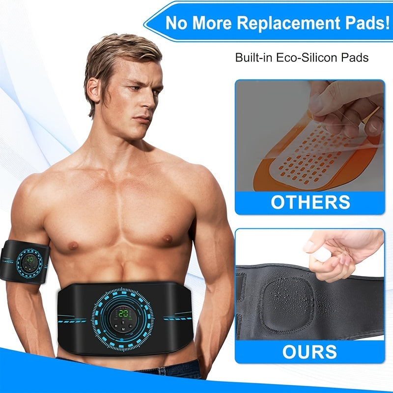 3-in-1 EMS Muscle Stimulator | 8 Modes & 20-Level Intensity, Toner Belt Abs Stimulator, Rechargeable Battery, USB Powered by MOOD LIGHT