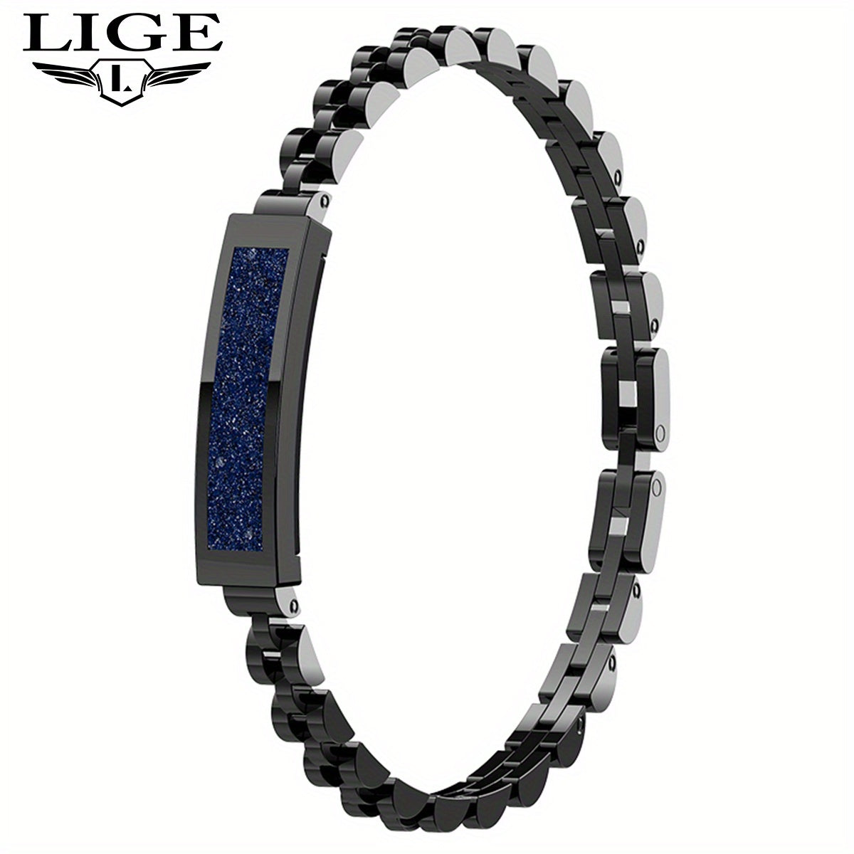 LIGE Smart Bracelet Square Face Metal Chain Link Fitness Tracker