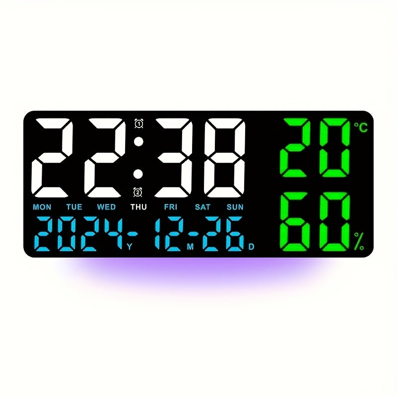 15" Modern Large Screen LED Alarm Clock with Date, Week, Temp, Humidity, Timer, Remote & Adjustable Brightness - Stylish Gift for Dad, Ideal for Seniors, Bedroom, Office, Or Living Room