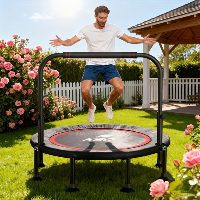 Trampoline Foldable With Adjustable Foam Handle For Home Fitness