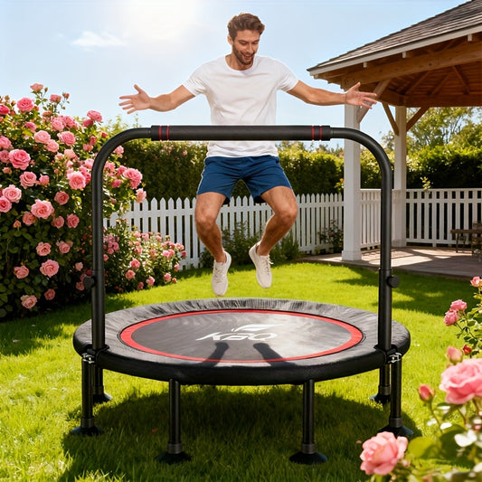 Trampoline Foldable With Adjustable Foam Handle For Home Fitness