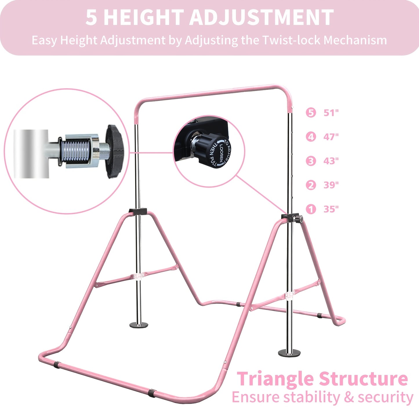Adjustable Gymnastics Bar for Children Featuring Rings, Suitable for Home Use As a Folding Training Monkey Bar
