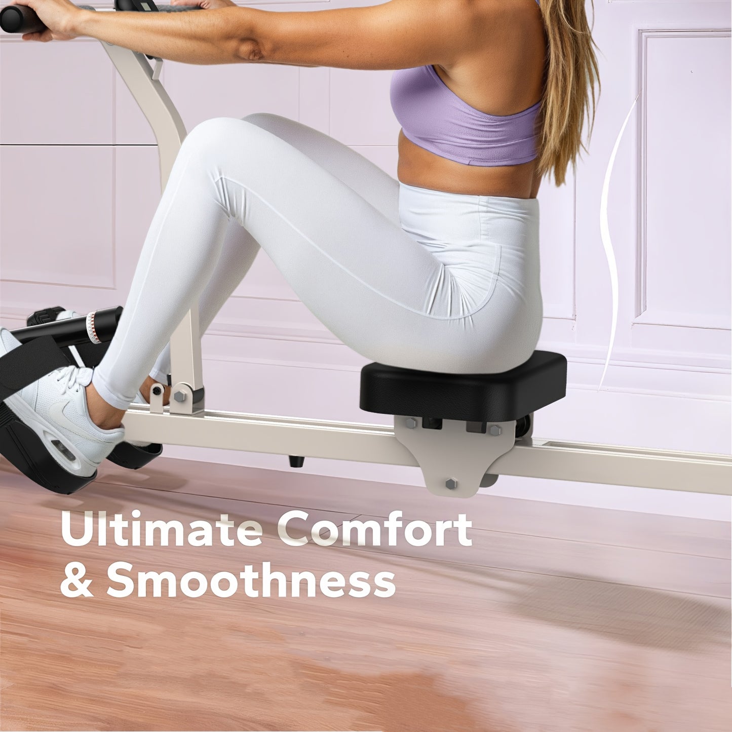 [Foldable Rowing Machine] FEIERDUNSTYO Foldable Hydraulic Rowing Machine for Home - 330LBS Weight Capacity, 12-Level Adjustable Resistance, Compact Space-Saving Design with Silent Operation, Full-Body Workout Equipment for Ca