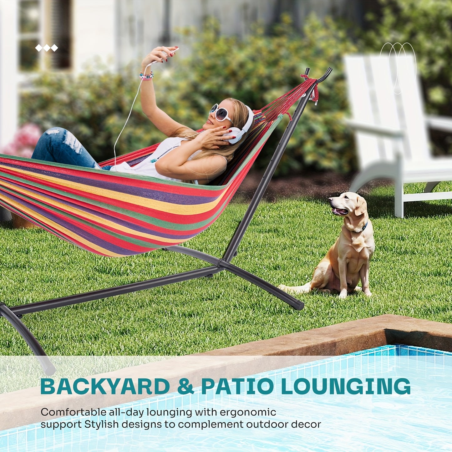Antonia Double Hammock Space-Saving Stand Portable Steel Frame