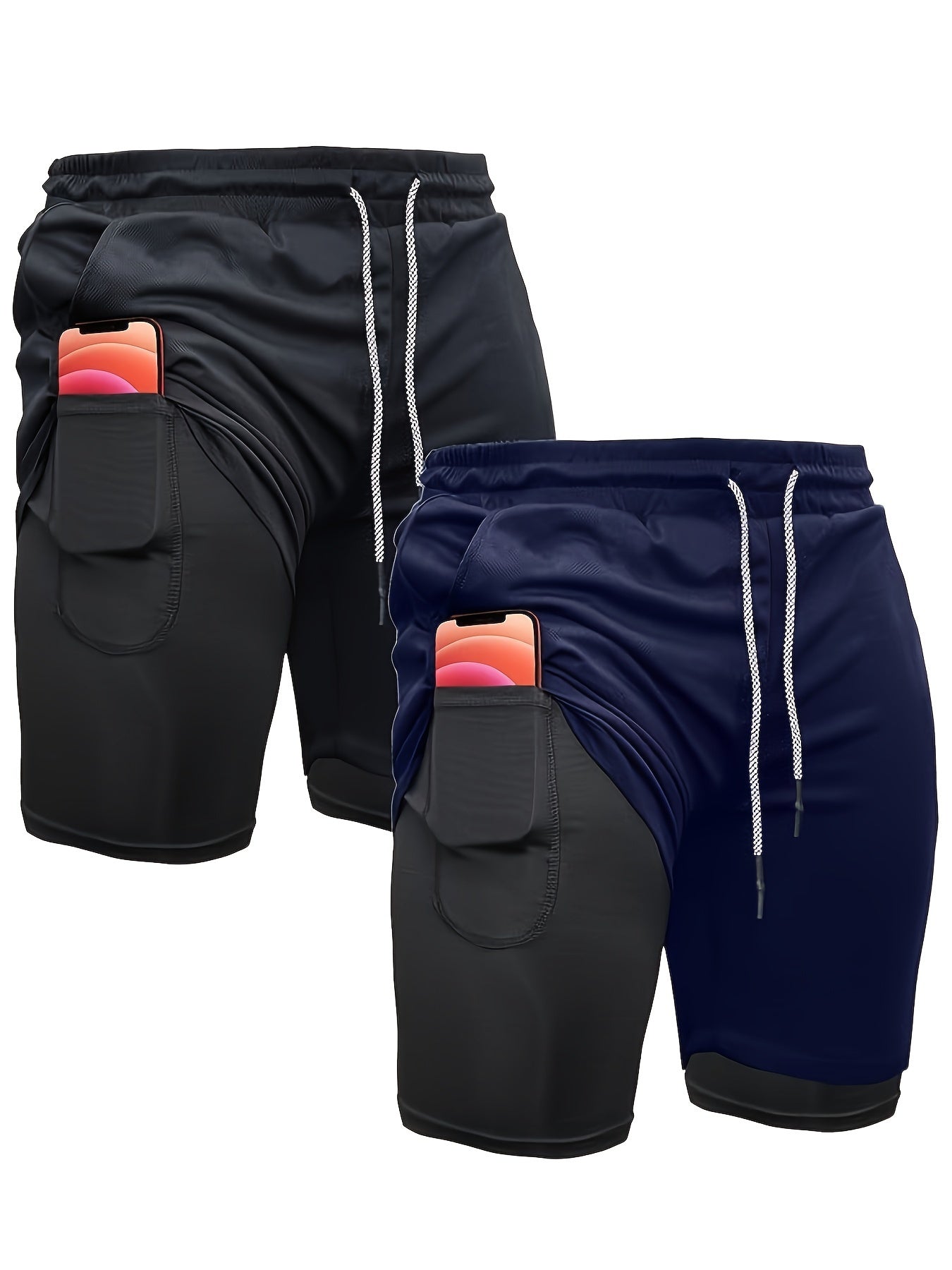 OEBLD Men's 2-in-1 Running Shorts Lightweight Polyester