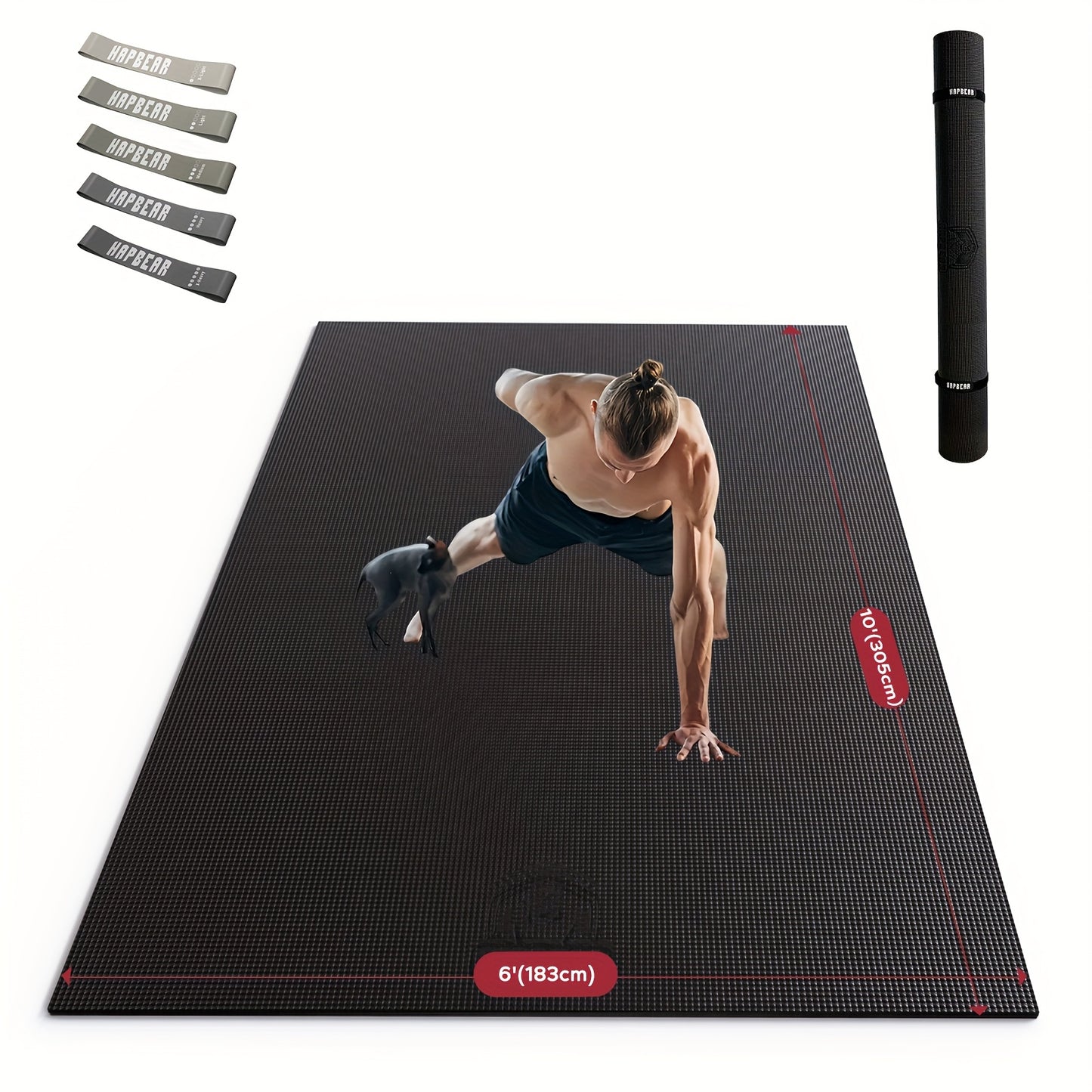 1 Extra Large Exercise Mat, Gym Mat | 8mm Thick High-Density Non-Slip PVC Floor Mat for Home Gym, Cardio & Yoga | Multiple Sizes 6'x8', 6'x10', 7'x5' & More, Foldable, Wear-resistant