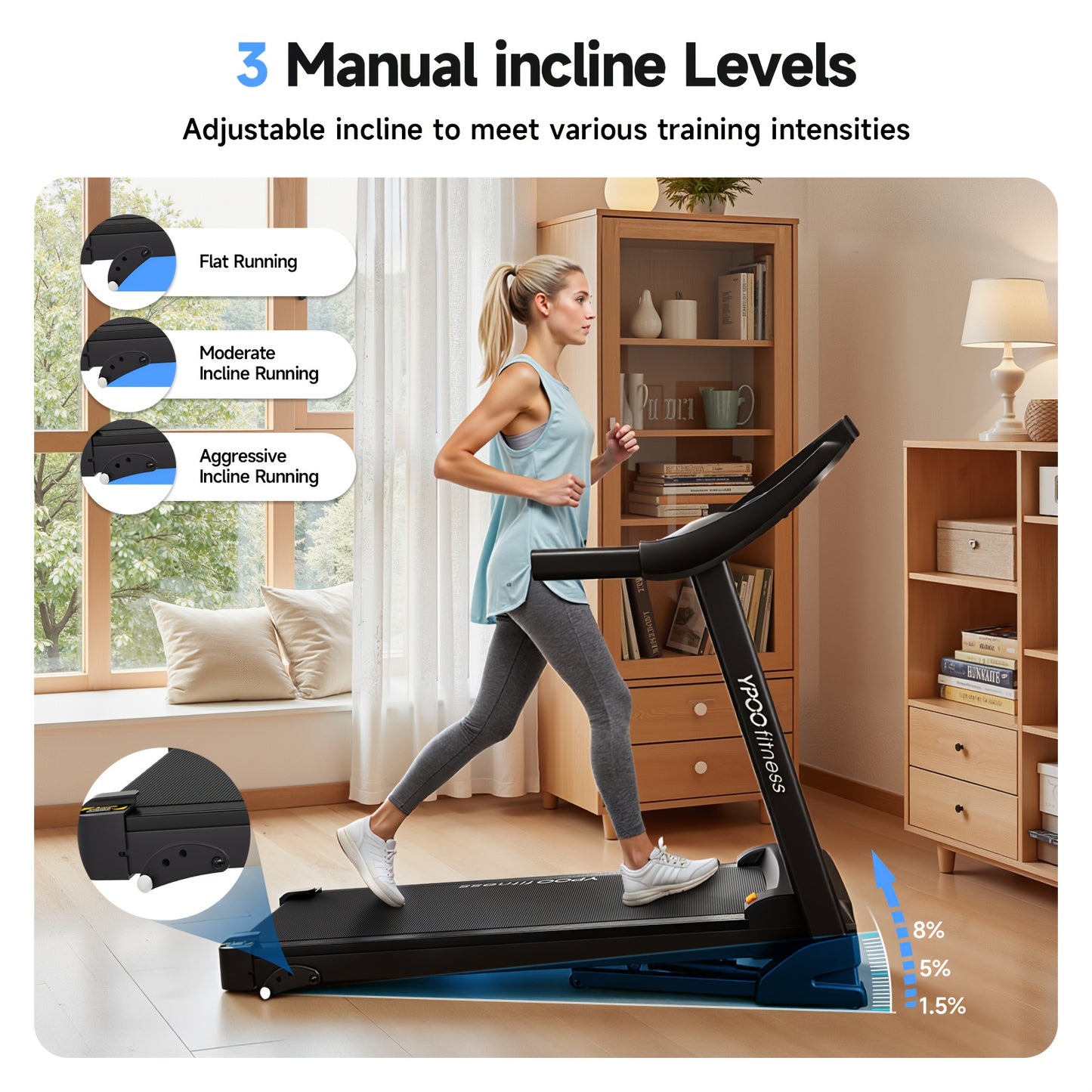 YPOO Walking Pad Treadmill Auto Foldable For Home Use