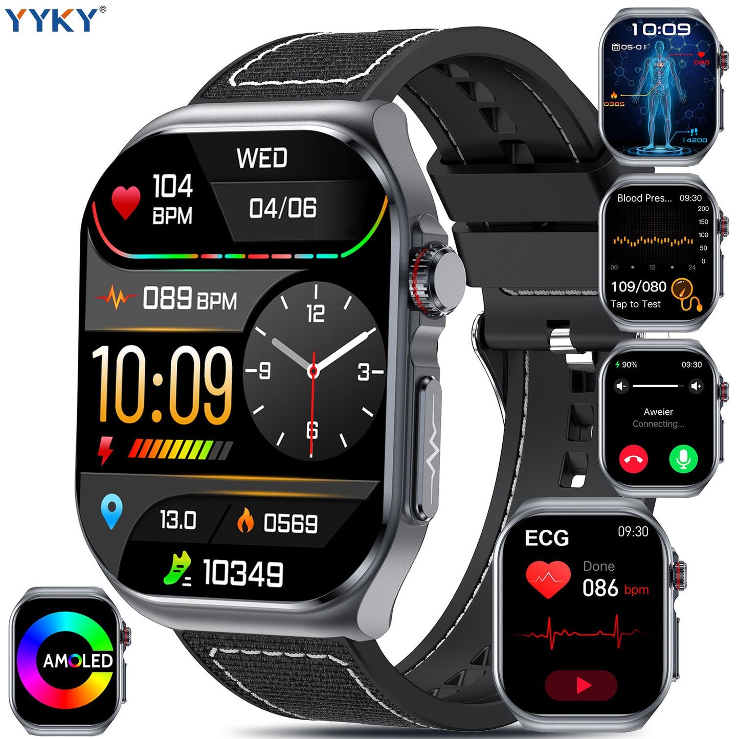 Smartwatch YYKY AMOLED Display, 530mAh Battery, NFC, Multi-Sport