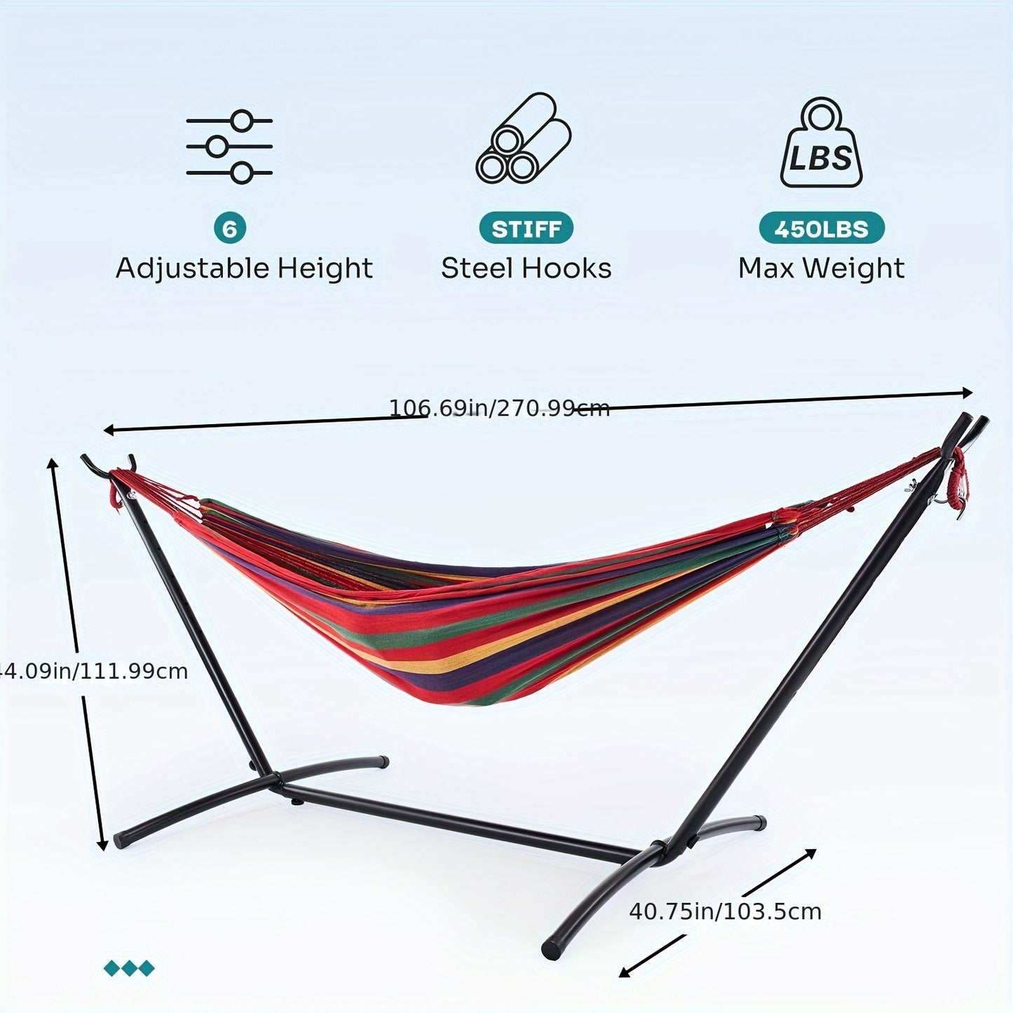 Antonia Double Hammock Space-Saving Stand Portable Steel Frame