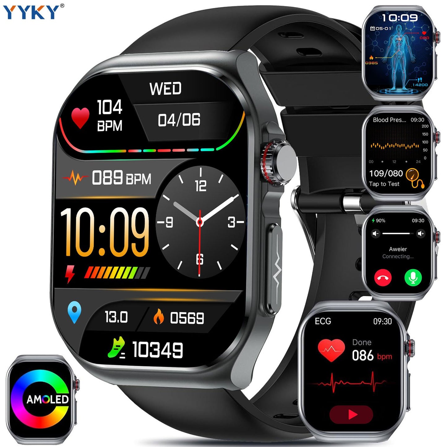 Smartwatch YYKY AMOLED Display, 530mAh Battery, NFC, Multi-Sport