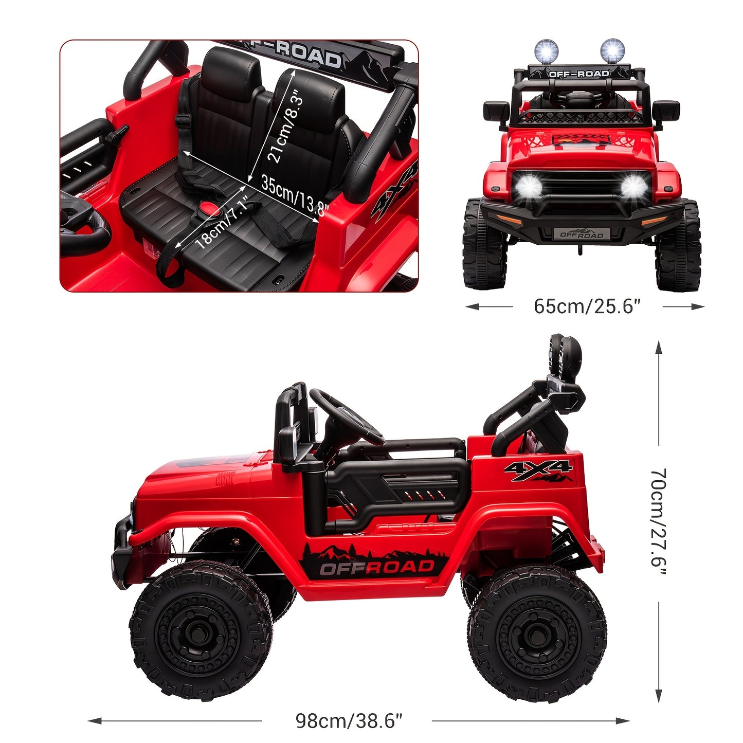 12V Battery Kids Ride On Truck | 4 Wheels Kids' Electric Vehicles Off-Road, Electric Toys Car For Kids With Remote, 3 Speed, Spring Suspension, Led Lights, Music, Christmas Birthday Children Gifts, Colors:, Red, Pink, Army Gr