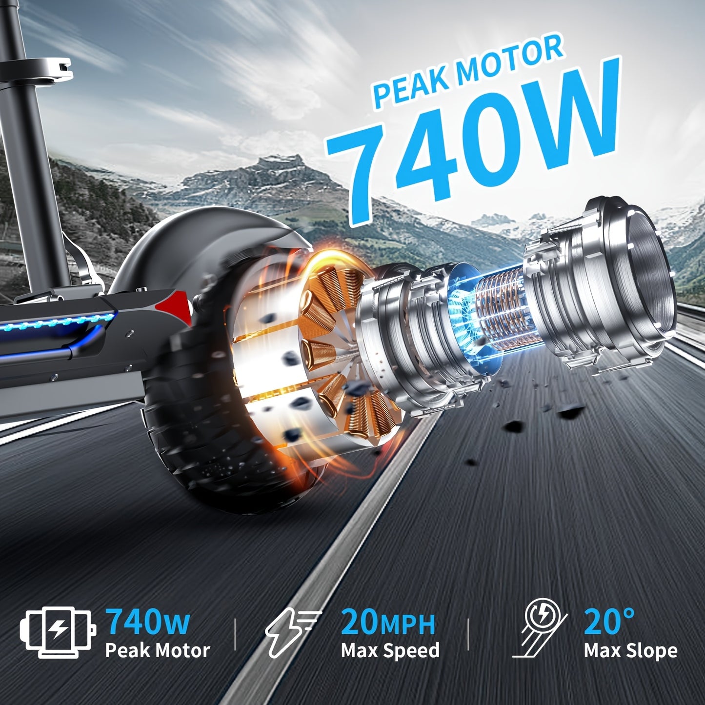 Electric Scooter Foldable 48V 15Ah Battery for Commuting