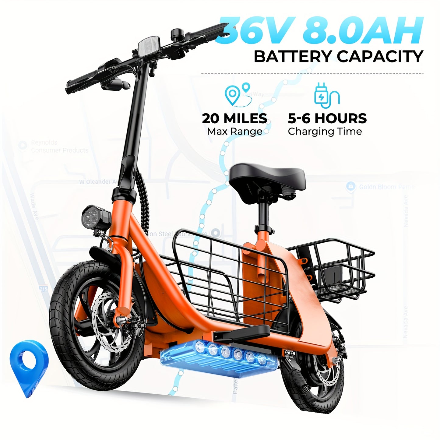 WindHorse Electric Scooter 450W Motor, 20 Mile Range, 15.5 MPH