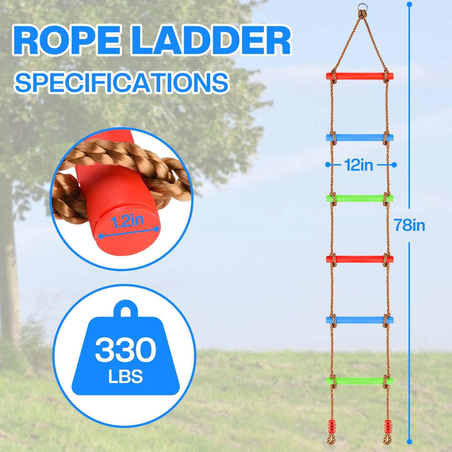 Rope ladder kids and adults climbing games fun toys swing accessories tree house playground game set