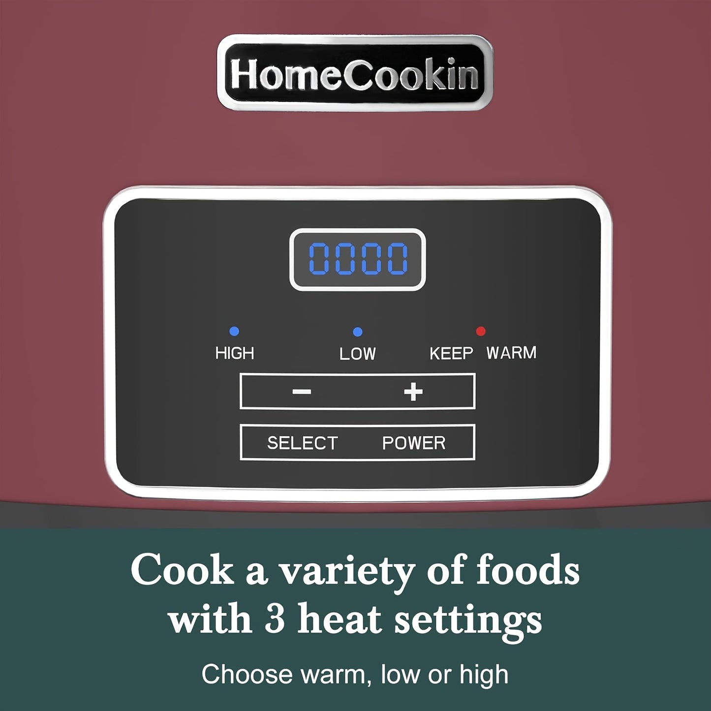 8 Quart Large Digital Slow Cooker with Stoneware Pot - Programmable Slow Cooker with Keep Warm Function, Digital Display & One-Touch Operation, 240W, Red/Blue//Black - Ideal for Family Dinners, Roasts, Stews