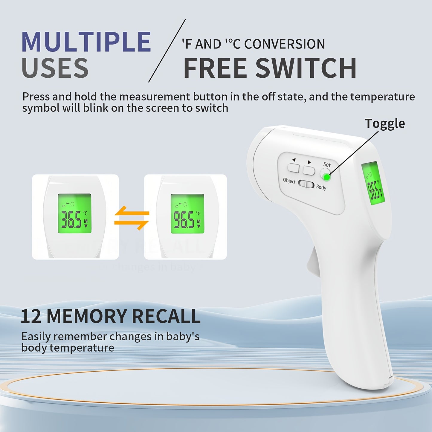 JIACOM Medical Forehead Thermometer Non Contact Infrared Display